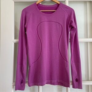 Lululemon Swiftly Tech Long Sleeve Crew Top Women’s Sz 10 Purple Striped